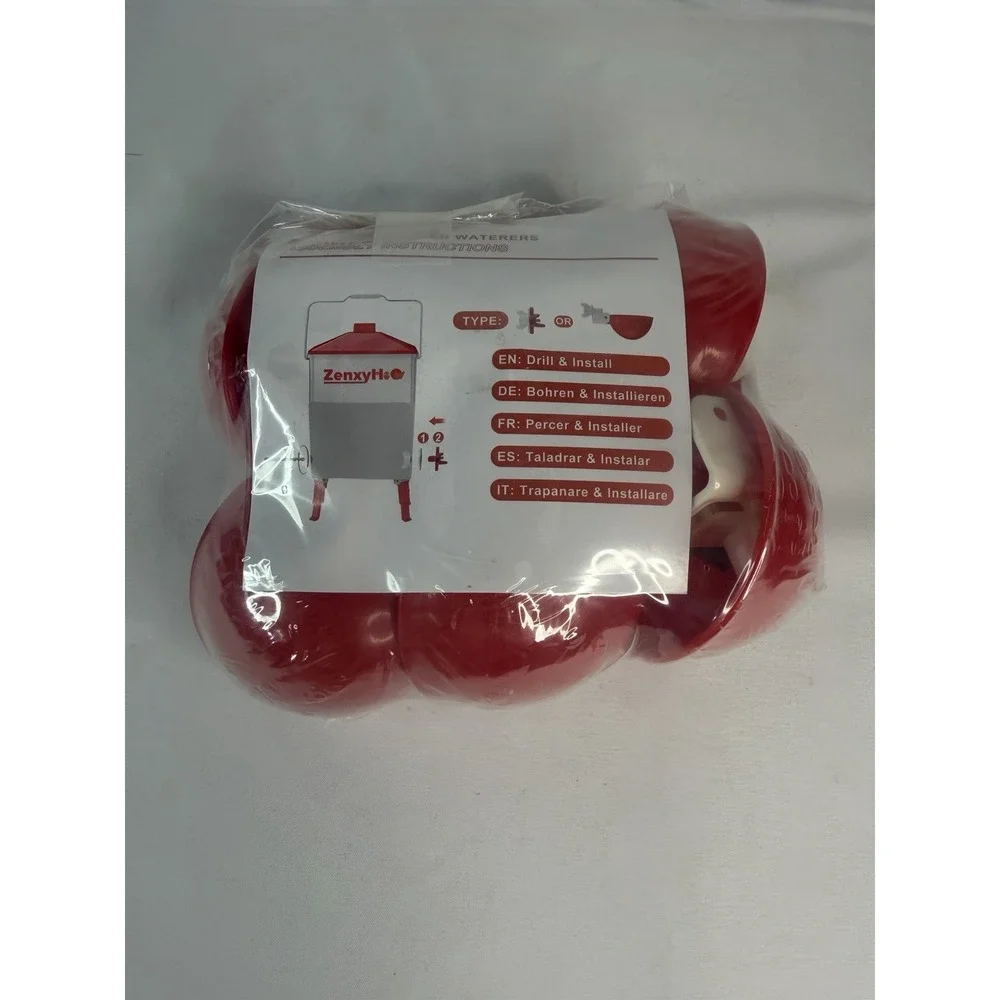 6 pack ZenxyHoC Automatic Chicken Poultry Waterer Drinker Cups Kit, Red